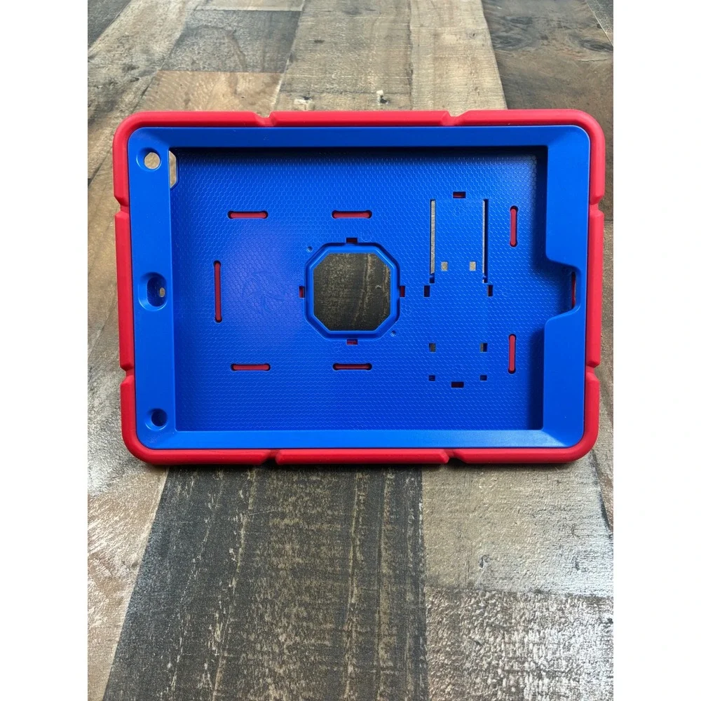Red and Blue Spider Web Rugged iPad Case with Kickstand‎ Heavy Duty Kids Cover